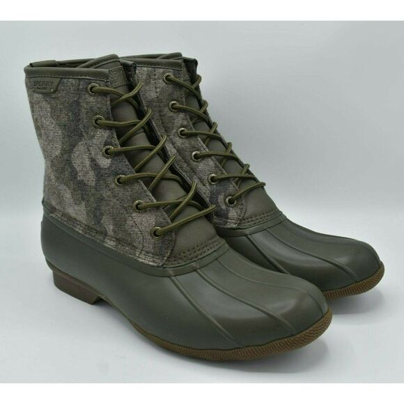 Sperry Mens Size 11.5 Saltwater Camo Water Resistant Lace Up Duck Boots Shoes - Picture 1 of 9
